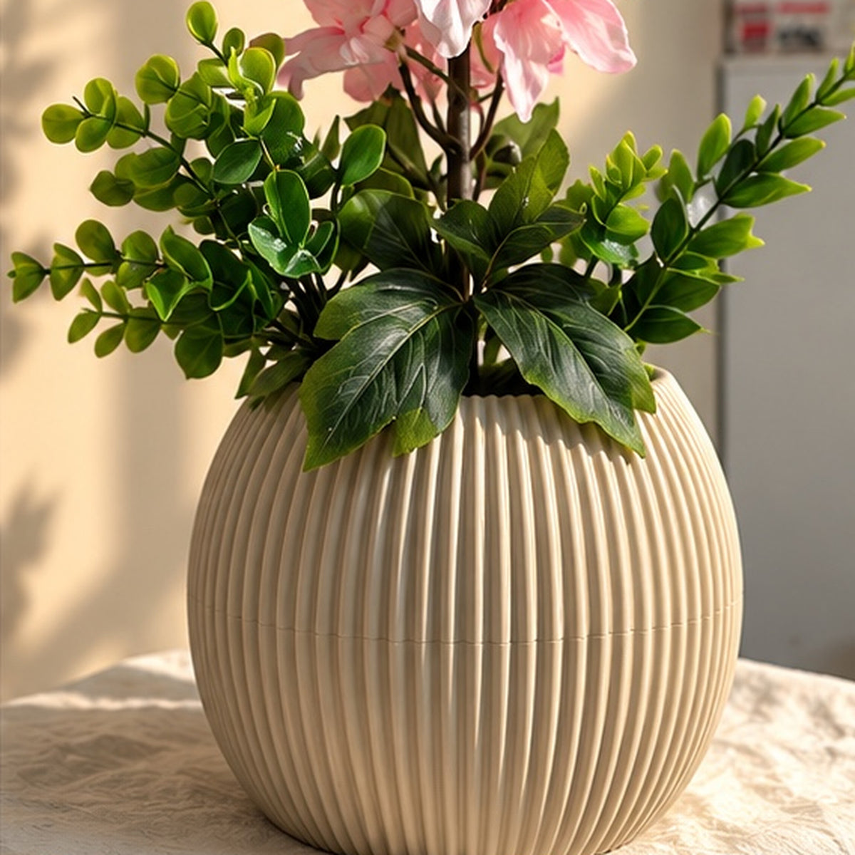 40 cm Pembe-Beyaz Premium Yapay Sümbül Aranjmanı