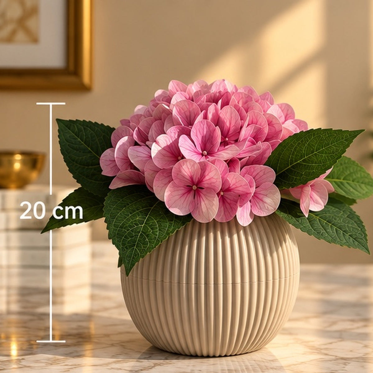 20 cm Pembe Premium Yapay Ortanca Aranjmanı