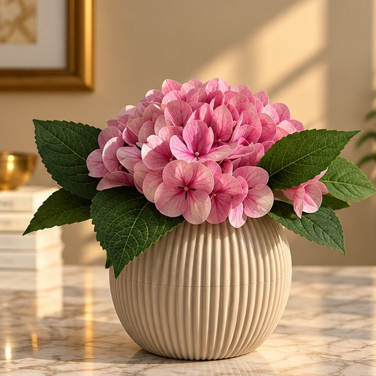 20 cm Pembe Premium Yapay Ortanca Aranjmanı
