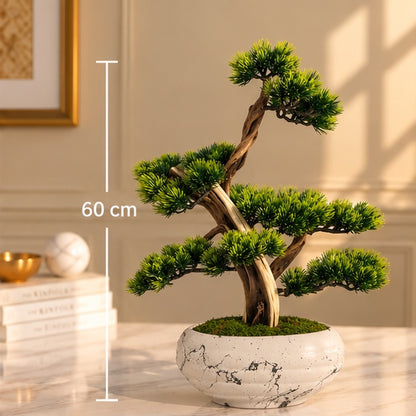 60 cm Premium Yapay Bonsai Ağacı – Seramik Saksılı