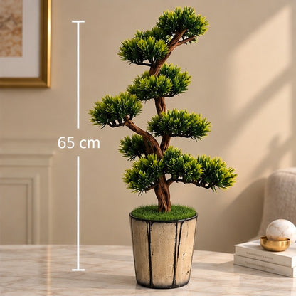 65 cm Premium Yapay Bonsai Ağacı – Seramik Saksılı