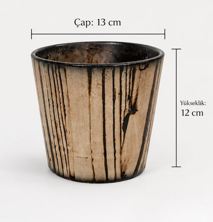 Bronz Eskitme Görünümlü Seramik Vazo – 13 × 12 cm