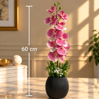 60 cm Pembe Premium Yapay Orkide Aranjmanı