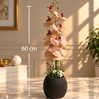 60 cm Şeftali Premium Yapay Orkide Aranjmanı